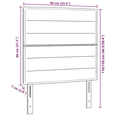 VidaXL Zagłówek Z zagłówkiem Ciemnoszary 90 cm Skóra ekologiczna