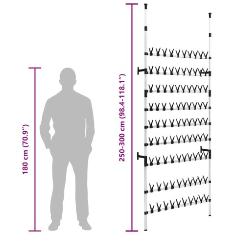 VidaXL Stojak na buty z teleskopowymi drążkami, aluminiowy