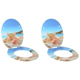 VidaXL Deska toaletowa 2 pcs Muszelka morska 44 x 38 cm Płyta MDF