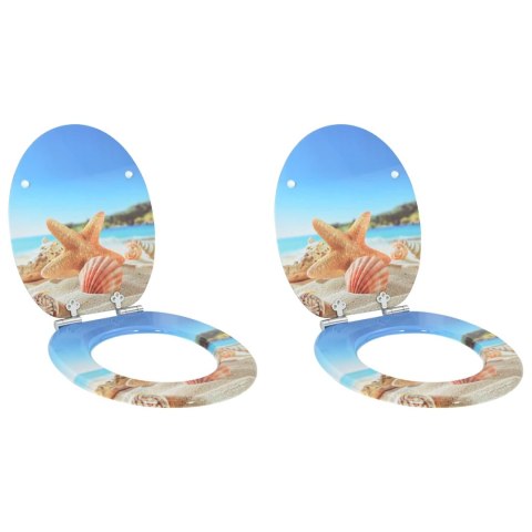 VidaXL Deska toaletowa 2 pcs Muszelka morska 44 x 38 cm Płyta MDF