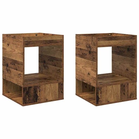 VidaXL Stolik końcowy 2 pcs Stare drewno 40 x 40 x 56 cm