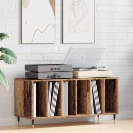 SZAFKA NA PŁYTY WINYLOWE Z PÓŁKĄ STARE DREWNO 100X 38X 48CM