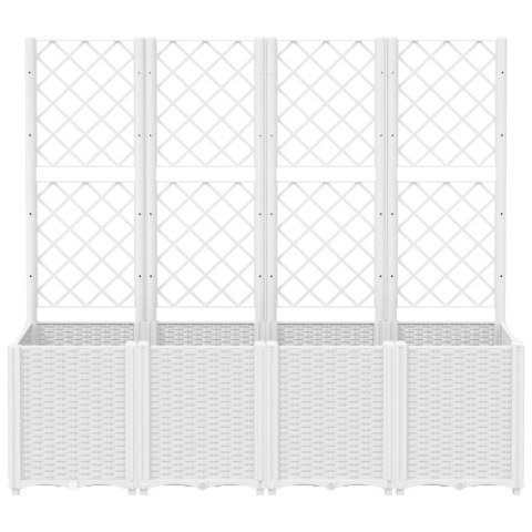 VidaXL Donica ogrodowa z kratką, biała, 160x40x140 cm, PP