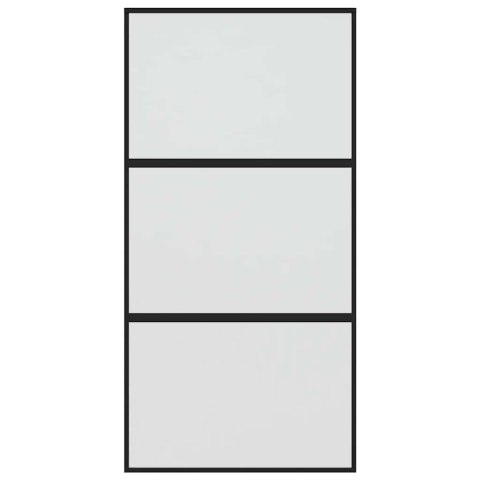 VidaXL Drzwi przesuwne, czarne, 102,5x205cm, szkło hartowane aluminium