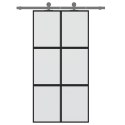 VidaXL Drzwi przesuwne, czarne, 102,5x205cm, szkło hartowane aluminium