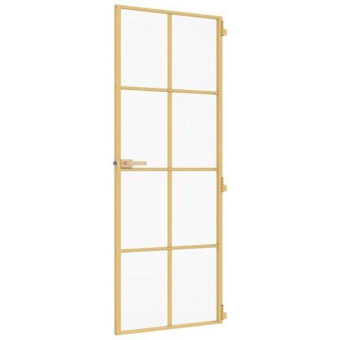 VidaXL Drzwi wewnętrzne, złote, 83x201,5 cm, szkło i aluminium