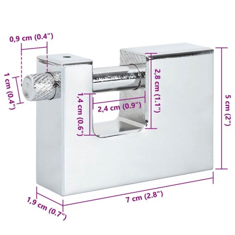 VidaXL Kłódka 12 pcs Srebrny 7 x 1,9 x 5 cm Żelazo