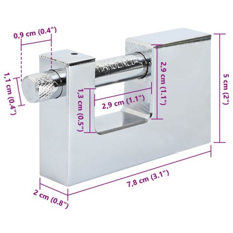 VidaXL Kłódka 12 pcs Srebrny 7,8 x 2 x 5 cm Żelazo
