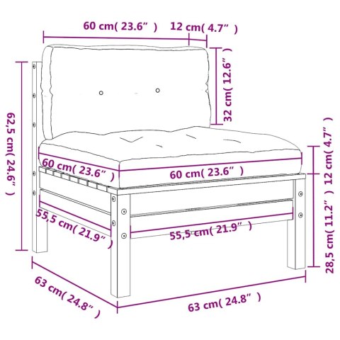 VidaXL Ogrodowa sofa bez podłokietników, z poduszkami, daglezja