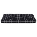 VidaXL Poduszka na palety, czarna w kratę, 80x40x12 cm, tkanina