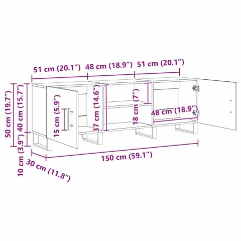 SZAFKA POD TELEWIZOR STARE DREWNO 150X 30X 50CM