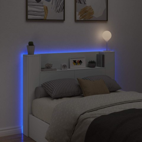 SZAFKA Z WEZGŁOWIEM Z LED Z PÓŁKĄ BIAŁY 140X 16,5X 103,5CM