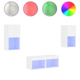 VidaXL 4-cz. zestaw mebli TV z oświetleniem LED, biały