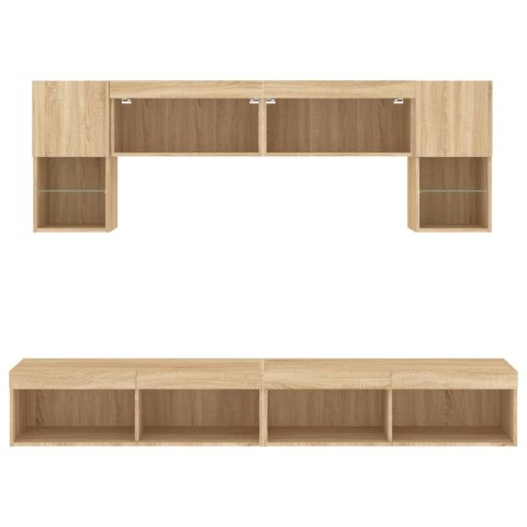 VidaXL 6-częściowy zestaw mebli TV z LED, dąb sonoma