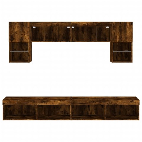 VidaXL 6-częściowy zestaw mebli TV z LED, przydymiony dąb