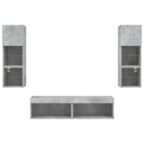 VidaXL 6-częściowy zestaw mebli TV z LED, szarość betonu
