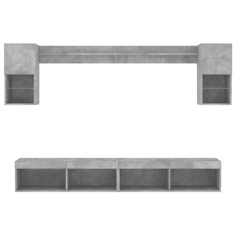 VidaXL 6-częściowy zestaw mebli TV z LED, szarość betonu