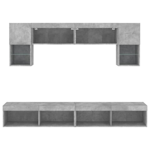VidaXL 6-częściowy zestaw mebli TV z LED, szarość betonu
