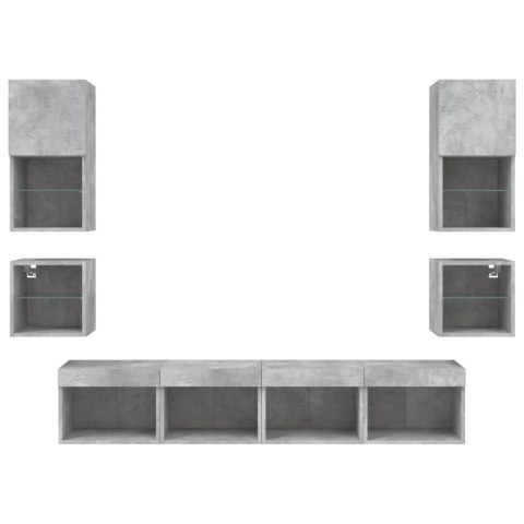 VidaXL 8-częściowy zestaw mebli TV z LED, szarość betonu