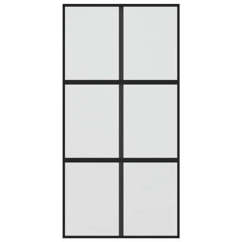 VidaXL Drzwi przesuwne, czarne, 102,5x205cm, szkło hartowane aluminium