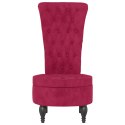 FOTEL Z WYSOKIM OPARCIEM WINNA CZERWIEŃ AKSAMIT PIKOWANY