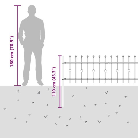 VidaXL Ogrodzenie z kolcami Czarny 200 x 130 cm