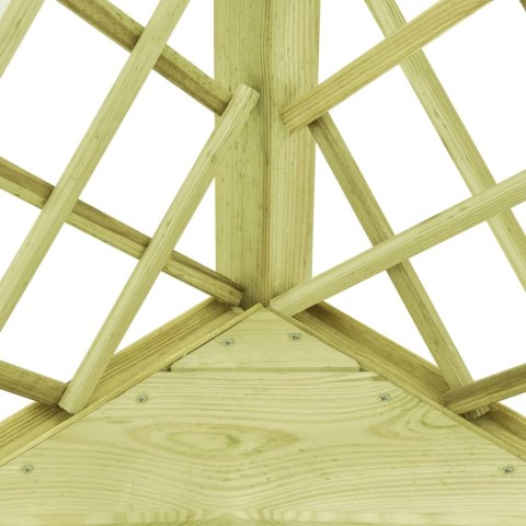 VidaXL Pergola narożna z ławką, 130x130x197 cm, drewno sosnowe