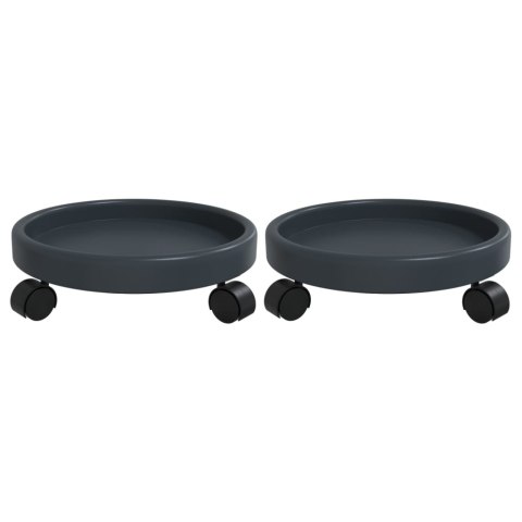 VidaXL Podstawki pod donicę, z kółkami, 2 szt., szare, 34 cm, 35 kg