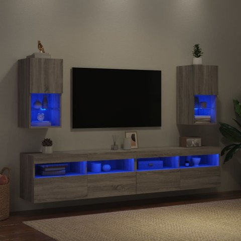 SZAFKI POD TV Z LED 2 SZT. SZARY DĄB SONOMA 30,5X30X60CM