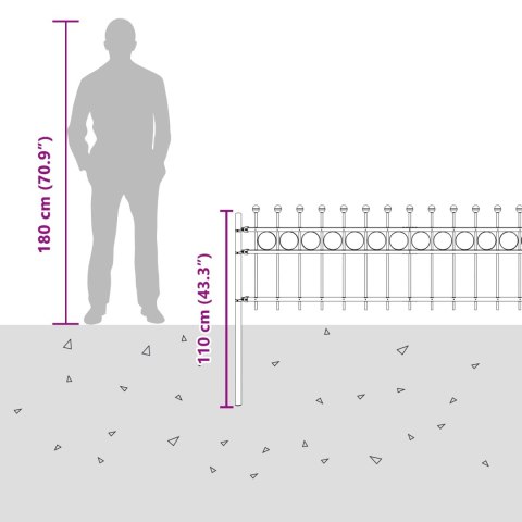 VidaXL Ogrodzenie Ring Czarny 200 x 130 cm Stal malowana proszkowo