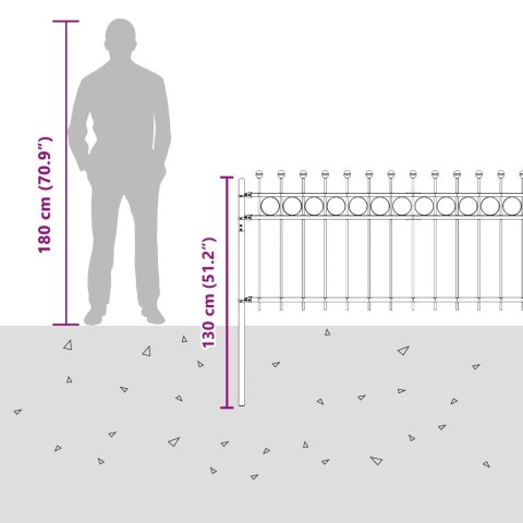 VidaXL Ogrodzenie Ring Czarny 200 x 130 cm Stal malowana proszkowo