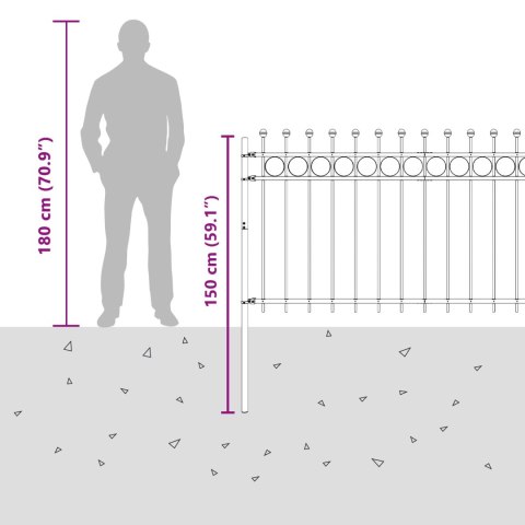 VidaXL Ogrodzenie Ring Czarny 200 x 150 cm Stal malowana proszkowo
