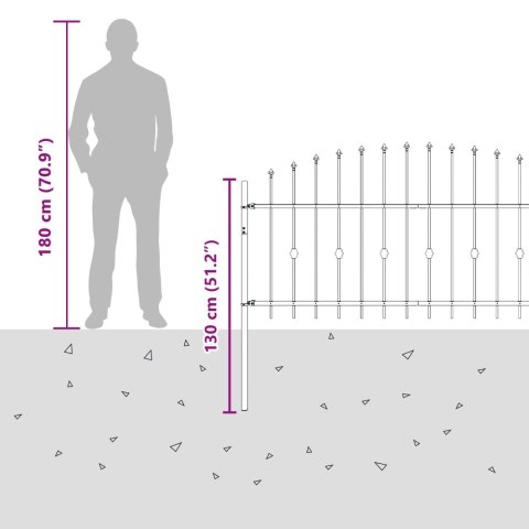 VidaXL Ogrodzenie z kolcami Czarny 200 x 130 cm