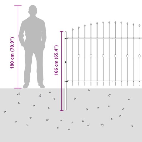 VidaXL Ogrodzenie z kolcami Czarny 200 x 130 cm