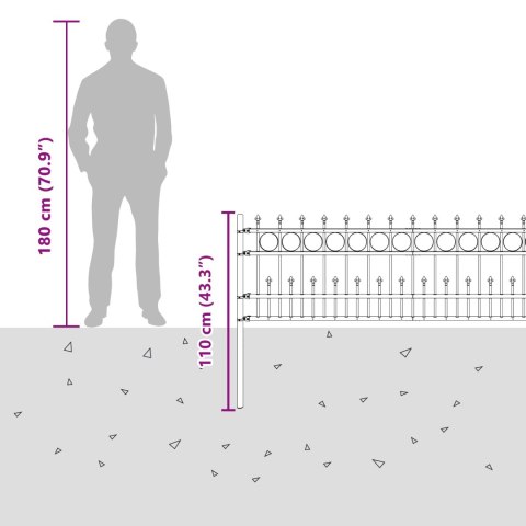 VidaXL Ogrodzenie z pierścieniem Spike Czarny 200 x 130 cm