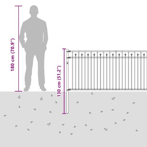 VidaXL Ogrodzenie ze szpikulcem Czarny 200 x 130 cm