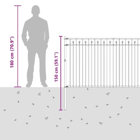 VidaXL Ogrodzenie ze szpikulcem Czarny 200 x 150 cm
