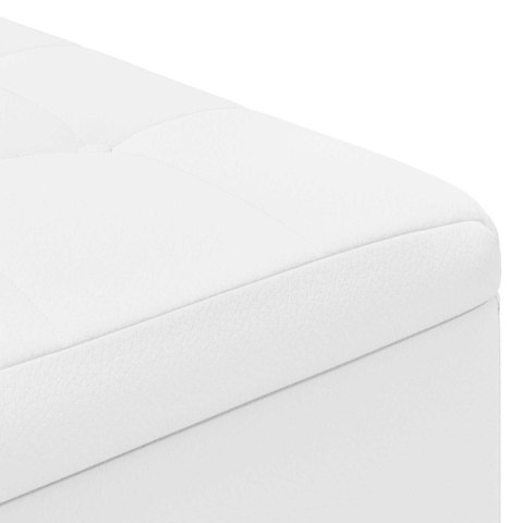 STOŁEK GUZIKOWY BIAŁY 80X80X45CM SKÓRA SYNTETYCZNA