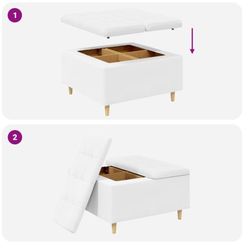 STOŁEK GUZIKOWY BIAŁY 80X80X45CM SKÓRA SYNTETYCZNA