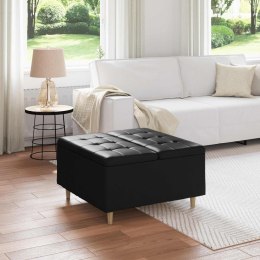 STOŁEK GUZIKOWY CZARNY 80X80X45CM SKÓRA SYNTETYCZNA