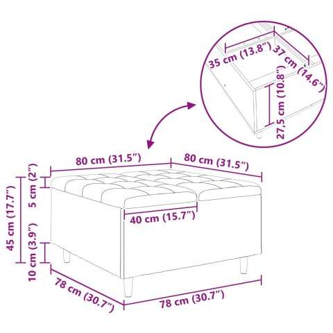 STOŁEK GUZIKOWY Z PODUSZKĄ CIEMNOSZARY 80X80X45CM TKANINA