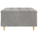 STOŁEK GUZIKOWY Z PODUSZKĄ JASNOSZARY 80X80X45CM AKSAMIT