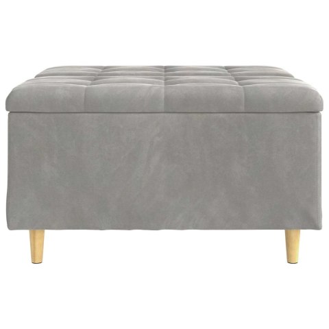 STOŁEK GUZIKOWY Z PODUSZKĄ JASNOSZARY 80X80X45CM AKSAMIT