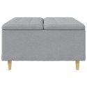 STOŁEK GUZIKOWY Z PODUSZKĄ JASNOSZARY 80X80X45CM TKANINA