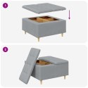 STOŁEK GUZIKOWY Z PODUSZKĄ JASNOSZARY 80X80X45CM TKANINA