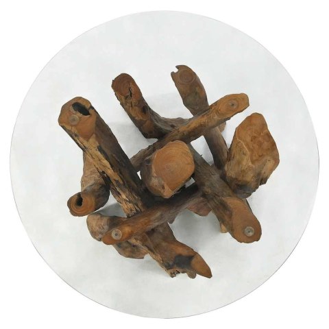 STOLIK KAWOWY Z DREWNA TEKOWEGO PATYNOWANEGO WODĄ 60CM