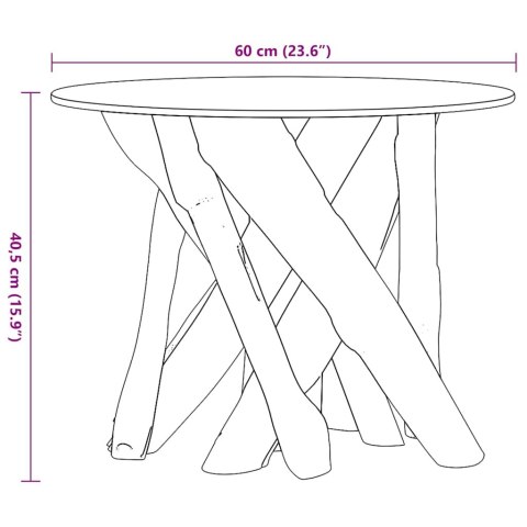 STOLIK KAWOWY Z DREWNA TEKOWEGO PATYNOWANEGO WODĄ 60CM