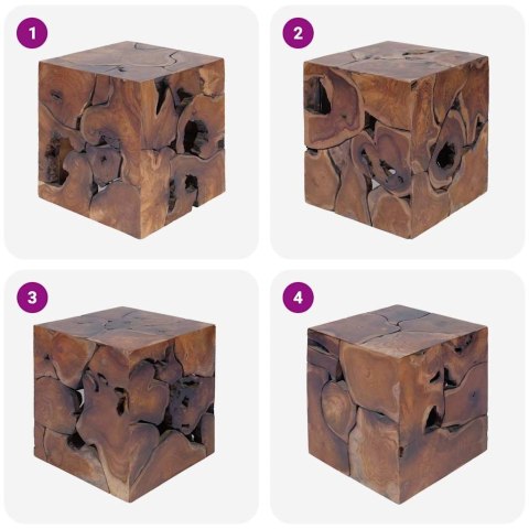 STOŁKI 2 SZT. BRĄZOWE 40X40X45CM Z LITEGO DREWNA TEKOWEGO