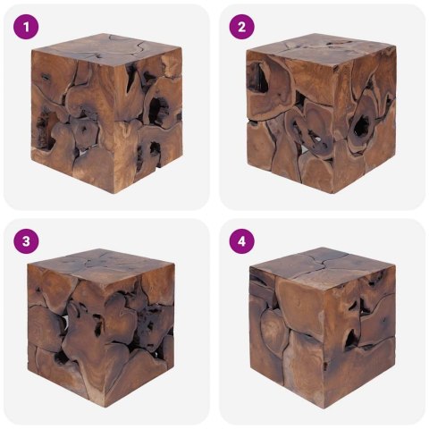 STOŁKI 4 SZT. BRĄZOWE 40X40X45CM Z LITEGO DREWNA TEKOWEGO