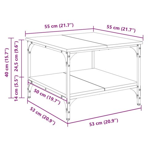 STOLIK KAWOWY PRZYDYMIONY DĄB 55X55X40CM